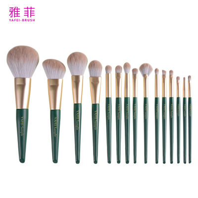 주문 280A84915 금 페룰 15 pcs 메이크업 브러쉬 세트 목재 손잡이 화장품 브러쉬 세트 개인 레이블 온라인 제조