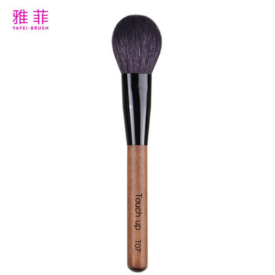T07 OEM/ODM 로고 염소 천연 털 파우더 로쉬 메이크업 브러쉬 구리 튜브 나무 손잡이 수작업