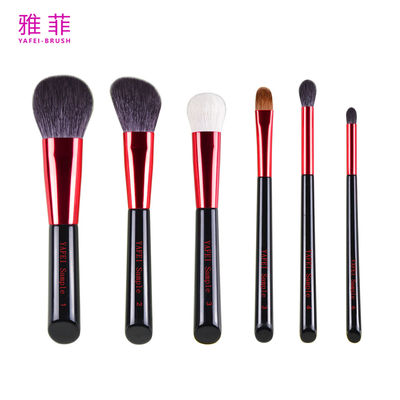 291A00706 뜨거운 제품 6pcs 목조 손잡이 메이크업 붓 세트 OEM ODM 전문 개인 레이블 붓 세트를 받아